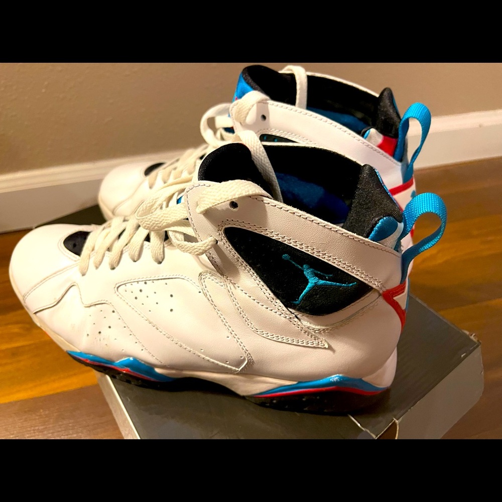 Jordan VII 7 Retro White/Orion Blue-Black-Infrared 304775-105 Mens size 9.5